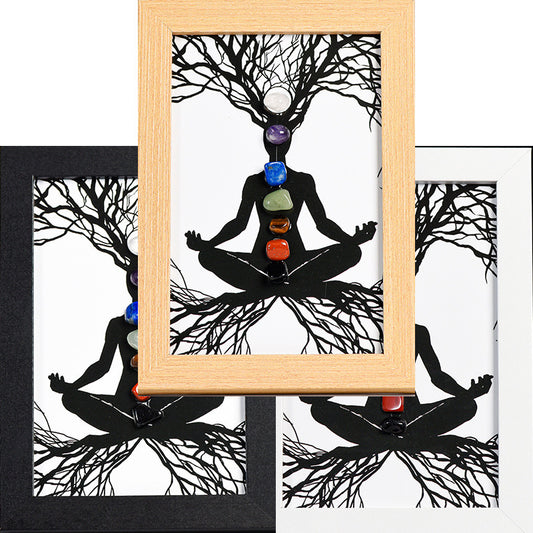 Rooted Balance: Seven Chakra Tree of Life Crystal Art